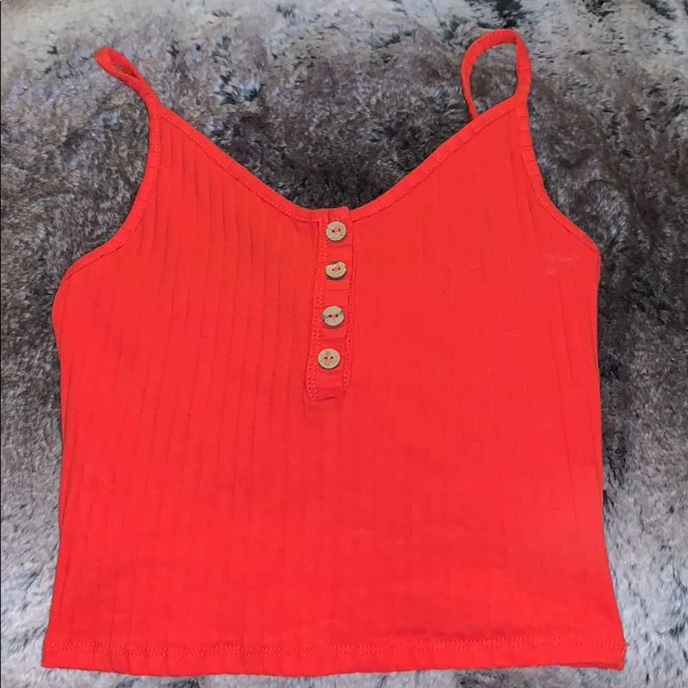 Red crop top tank top